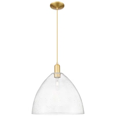 Innovations Lighting Arcadia Bristol 16"w Satin Gold Cord Hung Mini Pendant W/ Seedy Shade