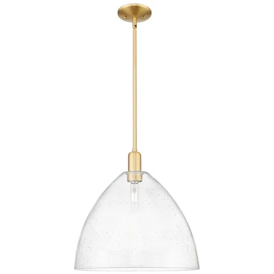 Innovations Lighting Arcadia Bristol 16"w Satin Gold Stem Hung Mini Pendant W/ Seedy Shade