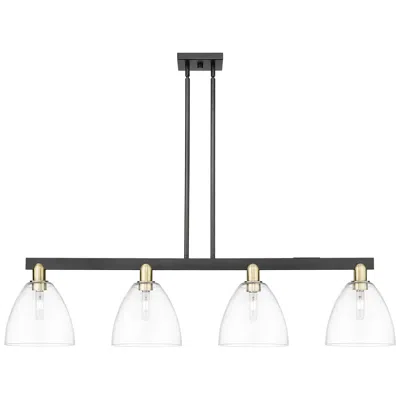 Innovations Lighting Arcadia Bristol 52"w 4-lt Black Brass Stem Island Light W/ Clear Shade