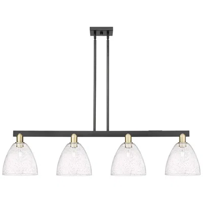 Innovations Lighting Arcadia Bristol 52"w 4-lt Black Brass Stem Island Light W/ Seedy Shade