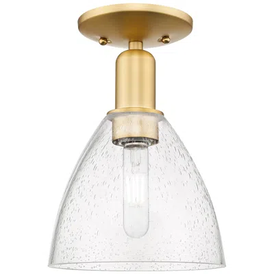 Innovations Lighting Arcadia Bristol 8" Wide Satin Gold Semi.flush Mount With Seedy Shade