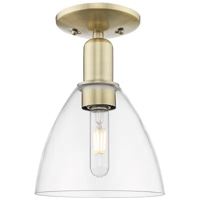Innovations Lighting Arcadia Bristol 8"w Antique Brass Semi.flush Mount With Clear Shade