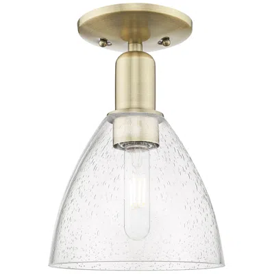Innovations Lighting Arcadia Bristol 8"w Antique Brass Semi.flush Mount With Seedy Shade