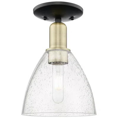 Innovations Lighting Arcadia Bristol 8"w Black And Brass Semi.flush Mount With Seedy Shade