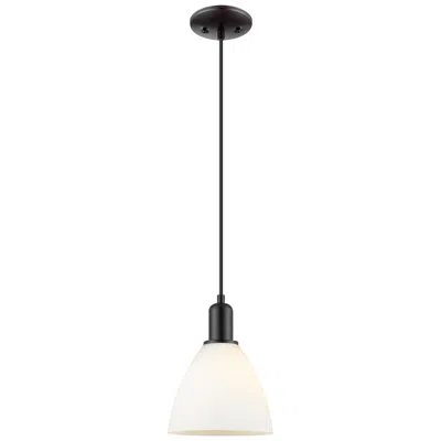 Innovations Lighting Arcadia Bristol 8"w Black Cord Hung Mini Pendant W/ Matte White Shade