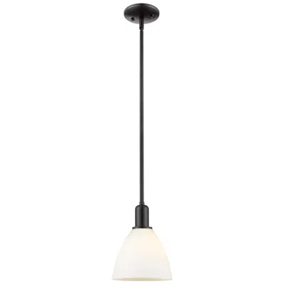 Innovations Lighting Arcadia Bristol 8"w Black Stem Hung Mini Pendant W/ Matte White Shade In Multi
