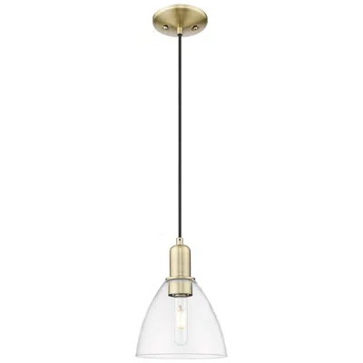 Innovations Lighting Arcadia Bristol 8"w Brass Cord Hung Mini Pendant With Clear Shade