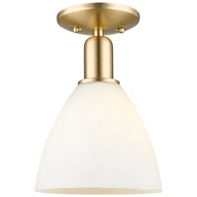 Innovations Lighting Arcadia Bristol 8"w Bronze Semi.flush Mount W/ Matte White Shade In Multi