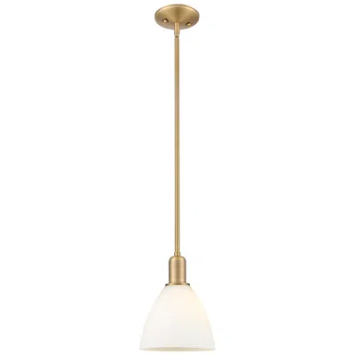Innovations Lighting Arcadia Bristol 8"w Brushed Brass Stem Pendant W/ Matte White Shade