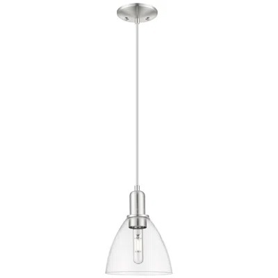 Innovations Lighting Arcadia Bristol 8"w Brushed Nickel Cord Mini Pendant W/ Clear Shade