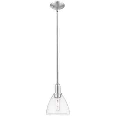 Innovations Lighting Arcadia Bristol 8"w Brushed Nickel Stem Mini Pendant W/ Clear Shade