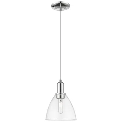 Innovations Lighting Arcadia Bristol 8"w Chrome Cord Hung Mini Pendant W/ Clear Shade In Silver