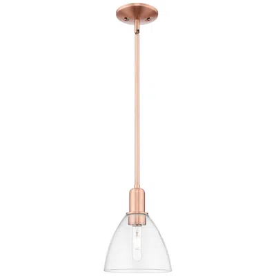 Innovations Lighting Arcadia Bristol 8"w Copper Stem Hung Mini Pendant With Clear Shade