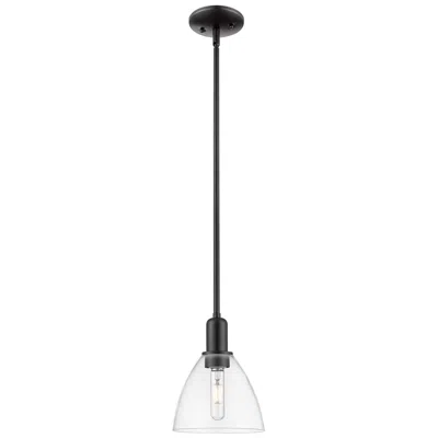 Innovations Lighting Arcadia Bristol 8"w Matte Black Stem Hung Mini Pendant W/ Clear Shade In Multi