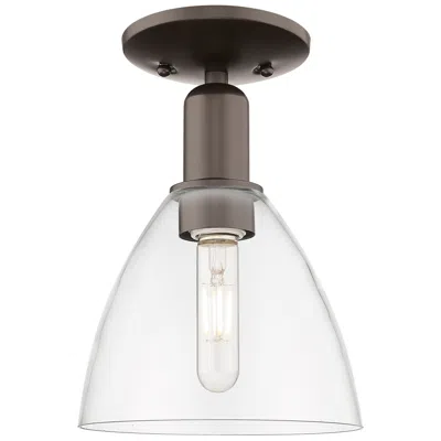 Innovations Lighting Arcadia Bristol 8"w Oil Rubbed Bronze Semi.flush Mount W/ Clear Shade In Multi