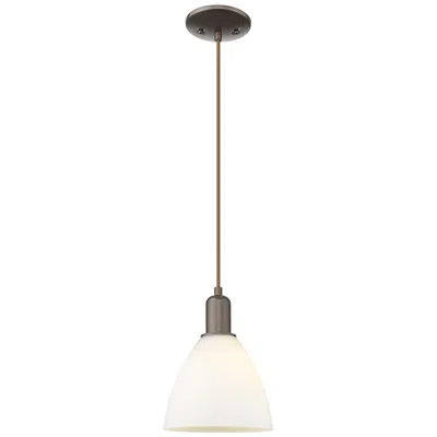 Innovations Lighting Arcadia Bristol 8"w Oiled Bronze Cord Pendant W/ Matte White Shade