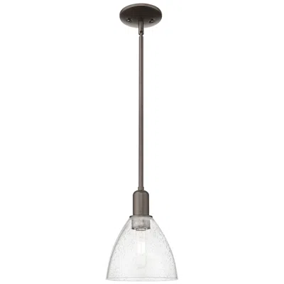 Innovations Lighting Arcadia Bristol 8"w Oiled Bronze Stem Hung Mini Pendant W/ Seedy Shade
