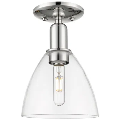 Innovations Lighting Arcadia Bristol 8"w Polished Nickel Semi.flush Mount With Clear Shade