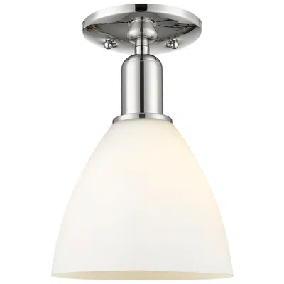 Innovations Lighting Arcadia Bristol 8"w Polished Nickel Semi-flush W/ Matte White Shade