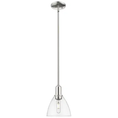 Innovations Lighting Arcadia Bristol 8"w Polished Nickel Stem Mini Pendant W/ Clear Shade
