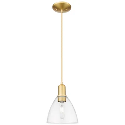 Innovations Lighting Arcadia Bristol 8"w Satin Gold Cord Hung Mini Pendant With Clear Shade