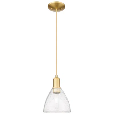 Innovations Lighting Arcadia Bristol 8"w Satin Gold Cord Hung Mini Pendant With Seedy Shade