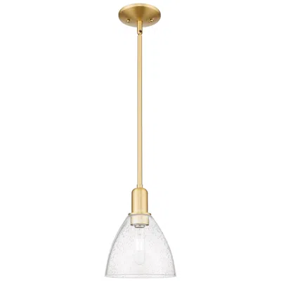 Innovations Lighting Arcadia Bristol 8"w Satin Gold Stem Hung Mini Pendant With Seedy Shade