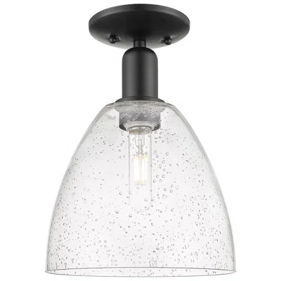 Innovations Lighting Arcadia Bristol 9" Wide Matte Black Semi.flush Mount With Seedy Shade