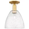 Innovations Lighting Arcadia Bristol 9" Wide Satin Gold Semi.flush Mount With Seedy Shade In Gold