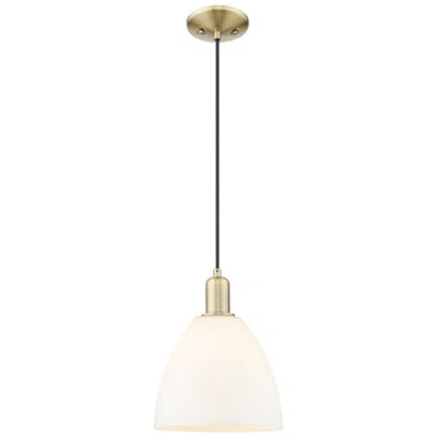 Innovations Lighting Arcadia Bristol 9"w Brass Cord Hung Mini Pendant W/ Matte White Shade