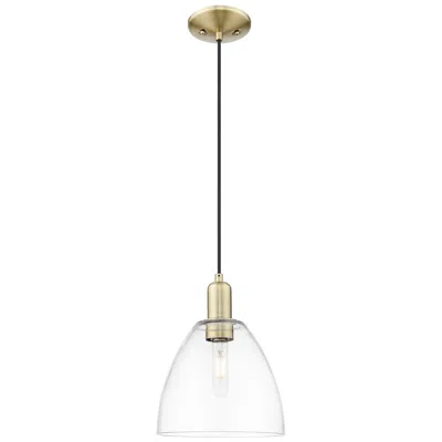 Innovations Lighting Arcadia Bristol 9"w Brass Cord Hung Mini Pendant With Clear Shade