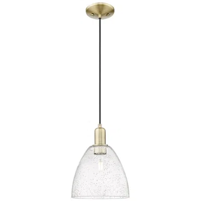 Innovations Lighting Arcadia Bristol 9"w Brass Cord Hung Mini Pendant With Seedy Shade