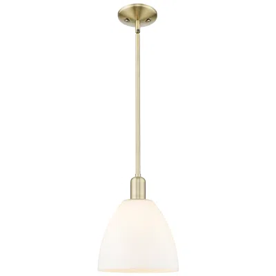 Innovations Lighting Arcadia Bristol 9"w Brass Stem Hung Mini Pendant W/ Matte White Shade In Gold