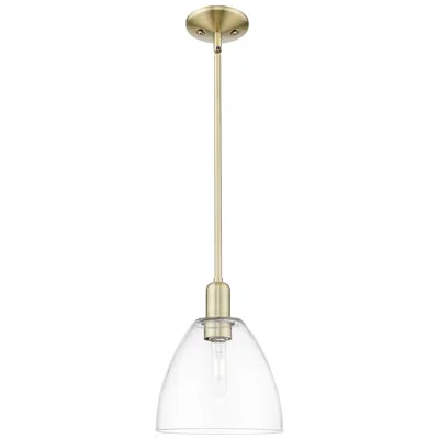 Innovations Lighting Arcadia Bristol 9"w Brass Stem Hung Mini Pendant With Clear Shade