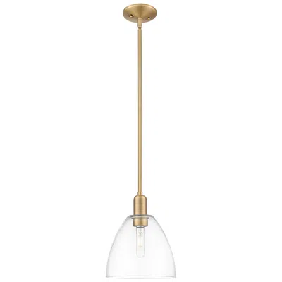 Innovations Lighting Arcadia Bristol 9"w Brushed Brass Stem Mini Pendant W/ Clear Shade In Multi