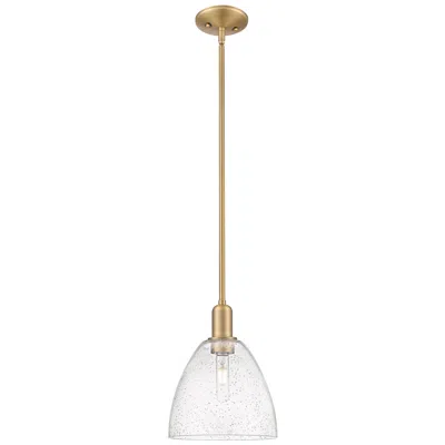Innovations Lighting Arcadia Bristol 9"w Brushed Brass Stem Mini Pendant W/ Seedy Shade In Gold