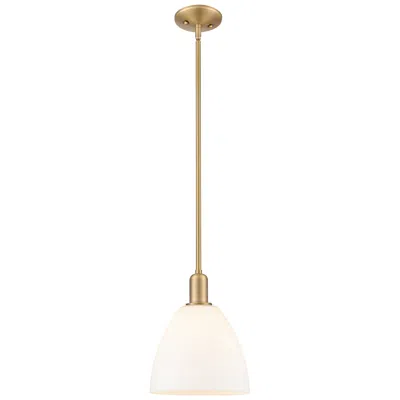 Innovations Lighting Arcadia Bristol 9"w Brushed Brass Stem Pendant W/ Matte White Shade