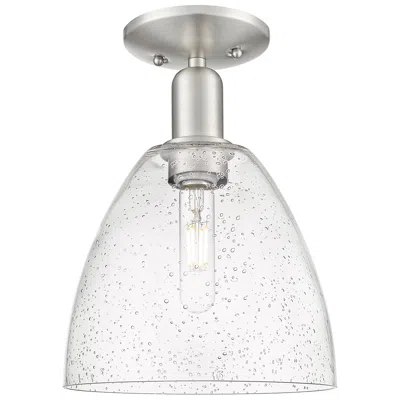 Innovations Lighting Arcadia Bristol 9"w Brushed Nickel Semi.flush Mount With Seedy Shade