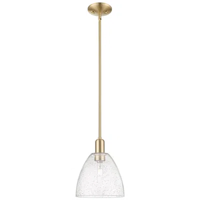 Innovations Lighting Arcadia Bristol 9"w Champagne Bronze Stem Mini Pendant W/ Seedy Shade In Gold