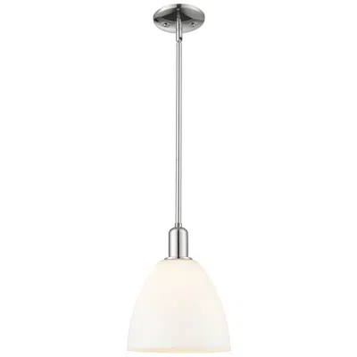 Innovations Lighting Arcadia Bristol 9"w Chrome Stem Hung Mini Pendant W/ Matte White Shade In Silver
