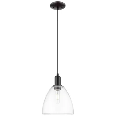 Innovations Lighting Arcadia Bristol 9"w Matte Black Cord Hung Mini Pendant W/ Clear Shade