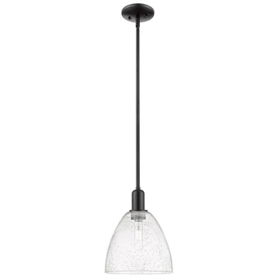 Innovations Lighting Arcadia Bristol 9"w Matte Black Stem Hung Mini Pendant W/ Seedy Shade