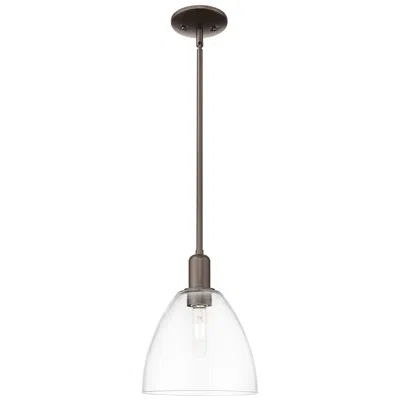 Innovations Lighting Arcadia Bristol 9"w Oiled Bronze Stem Hung Mini Pendant W/ Clear Shade
