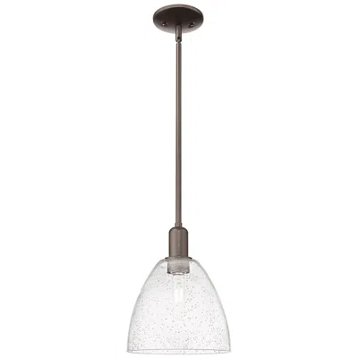 Innovations Lighting Arcadia Bristol 9"w Oiled Bronze Stem Hung Mini Pendant W/ Seedy Shade