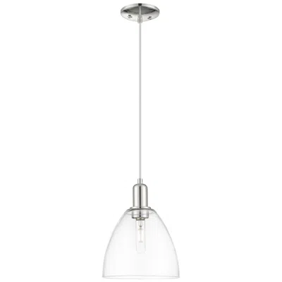 Innovations Lighting Arcadia Bristol 9"w Polished Nickel Cord Mini Pendant W/ Clear Shade