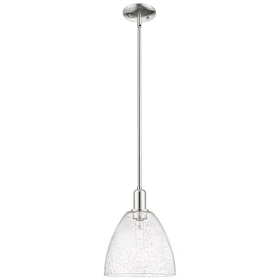 Innovations Lighting Arcadia Bristol 9"w Polished Nickel Stem Mini Pendant W/ Seedy Shade