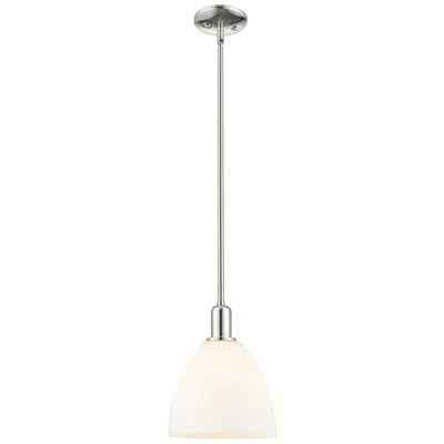 Innovations Lighting Arcadia Bristol 9"w Polished Nickel Stem Pendant W/ Matte White Shade