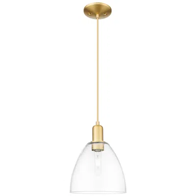 Innovations Lighting Arcadia Bristol 9"w Satin Gold Cord Hung Mini Pendant With Clear Shade