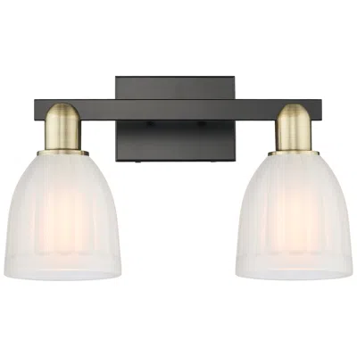Innovations Lighting Arcadia Brookfield 17"w 2 Light Black Brass Bath Light W/ White Shade