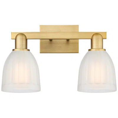 Innovations Lighting Arcadia Brookfield 17"w 2-lt Brushed Brass Bath Light W/ White Shade In Gold